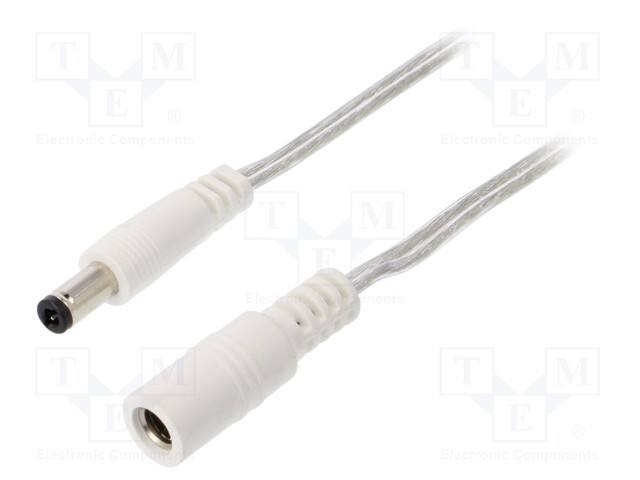 Cable; DC 5,5/2,5 plug,DC 5,5/2,5 socket; straight; 0.5mm2; 5m