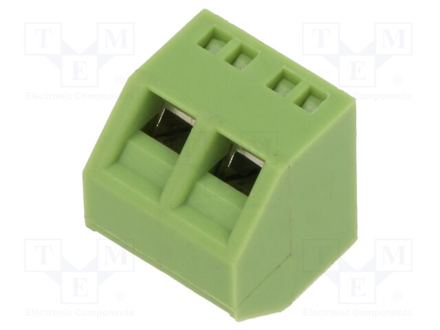 PCB terminal block; angled 45°; 5mm; ways: 2; on PCBs; 1.5mm2; 12A