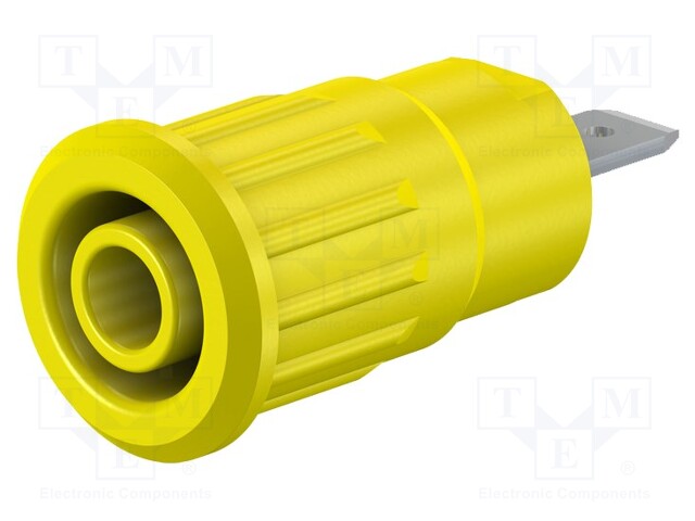 Socket; 4mm banana; 24A; 1kV; Cutout: Ø12.2mm; yellow; insulated