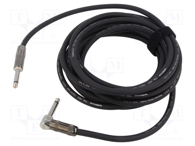 Cable; Jack 6,3mm 2pin plug,Jack 6.3mm 2pin angled plug; 6m