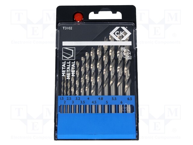 Tool accessories: drill set; Application: metal; Pcs: 13; Mat: HSS