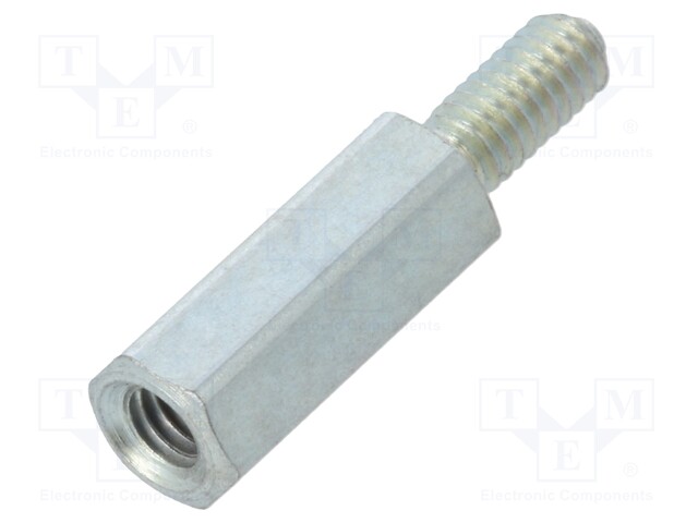 Screwed spacer sleeve; Int.thread: M2,5; 10mm; Ext.thread: M2,5