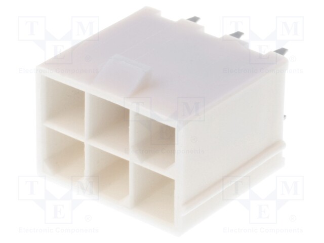 Socket; wire-board; male; Mini-Fit Jr; 4.2mm; PIN: 6; THT; PCB snap