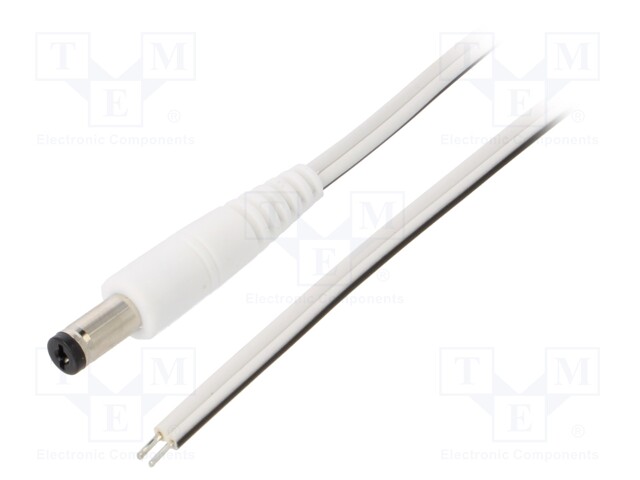 Cable; wires,DC 5,5/1,7 plug; straight; 0.5mm2; white; 0.5m