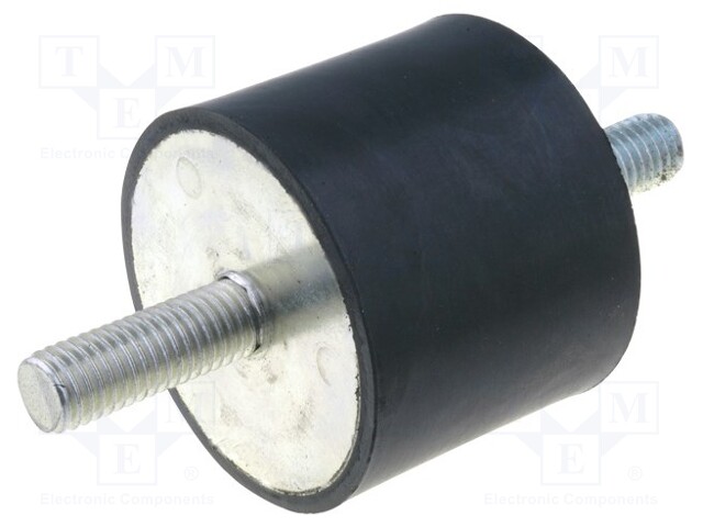 Vibration damper; M10; Ø: 50mm; rubber; L: 40mm; Thread len: 28mm