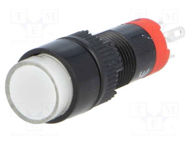 Switch: push-button; Pos: 2; SPDT; 0.5A/250VAC; 1A/24VDC; white