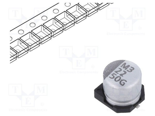 Capacitor: electrolytic; SMD; 22uF; ±20%; -55÷105°C; Series: GSC