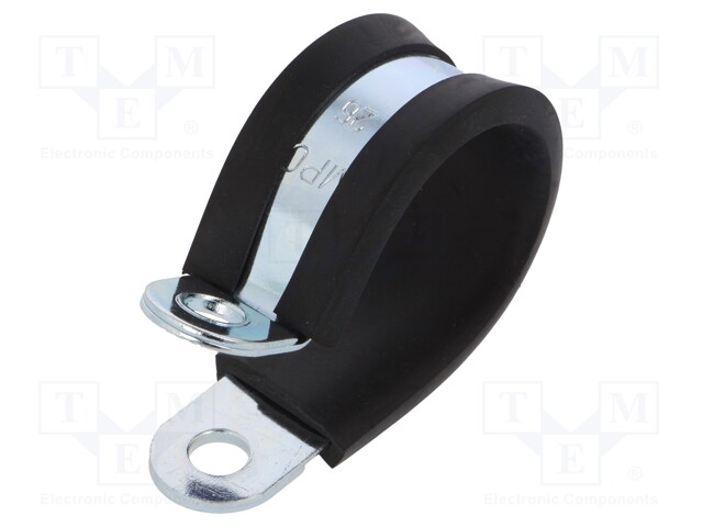 Fixing clamp; ØBundle : 26mm; W: 15mm; steel; Cover material: EPDM