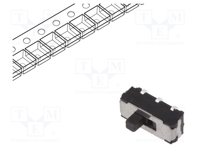 Switch: slide; Pos: 2; DPDT; 0.3A/6VDC; ON-ON; Mounting: THT