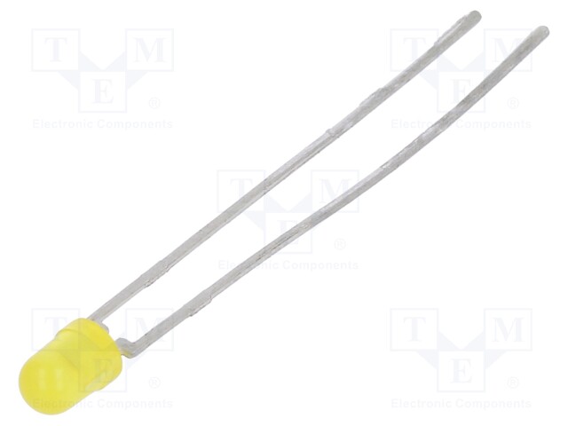 LED; 3mm; yellow; 1.6÷10mcd; 30°; Front: convex; Pitch: 2.54mm