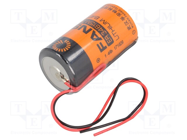 Battery: lithium; 3.6V; D; cables; Body dim: Ø34.2x61.5mm; 13000mAh