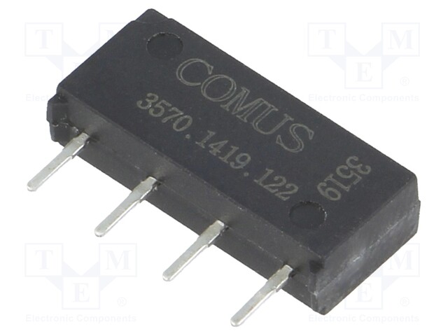 Relay: reed; SPST-NO; Ucoil: 12VDC; 500mA; max.200VDC; 10W; THT; SIP