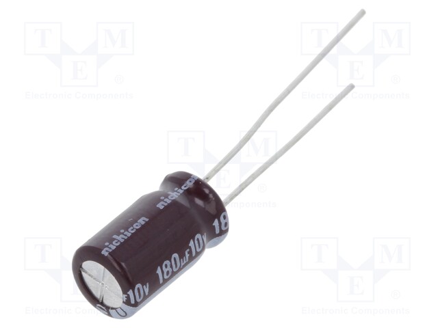 Capacitor: electrolytic; low impedance; THT; 180uF; 10VDC; ±20%