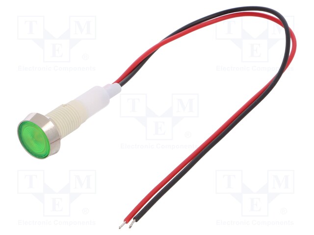 Indicator: LED; flat; 24VDC; 24VAC; Cutout: Ø10mm; 200mm leads