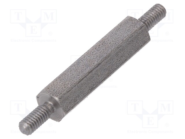 Screwed spacer sleeve; 20mm; Ext.thread: M2,5; hexagonal