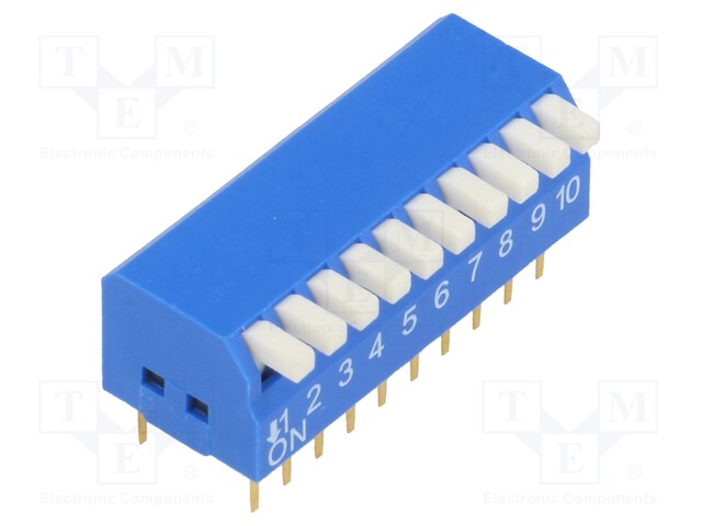 Switch: DIP-SWITCH; Poles number: 10; ON-OFF; 0.05A/12VDC; Pos: 2