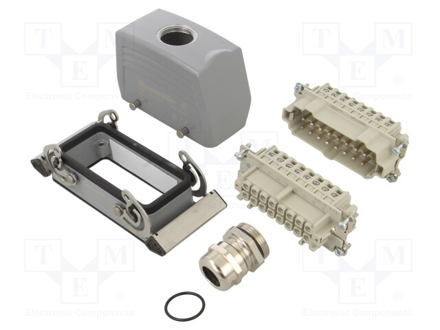 Connector: HDC; male + female; plug + socket; HE; PIN: 16; 16+PE