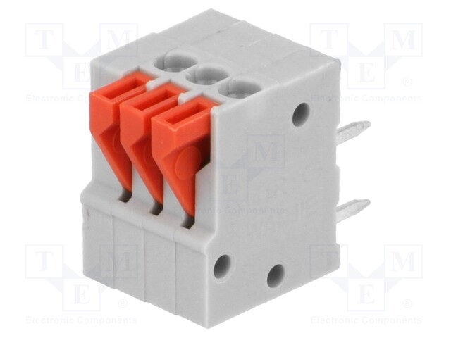 PCB terminal block; angled 90°; 2.54mm; ways: 3; on PCBs; 0.5mm2