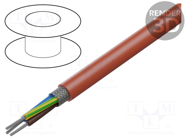 Wire; SiHF+C; 4G2.5mm2; Cu; stranded; silicone; red-brown