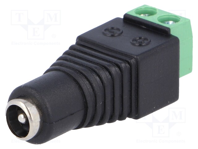 Transition: adapter; 5,5/2,1mm; 5.5mm; 2.1mm; screw terminal