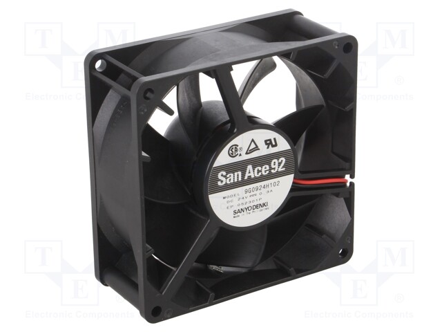 Fan: DC; axial; 24VDC; 92x92x38mm; 152.4m3/h; 43dBA; ball bearing