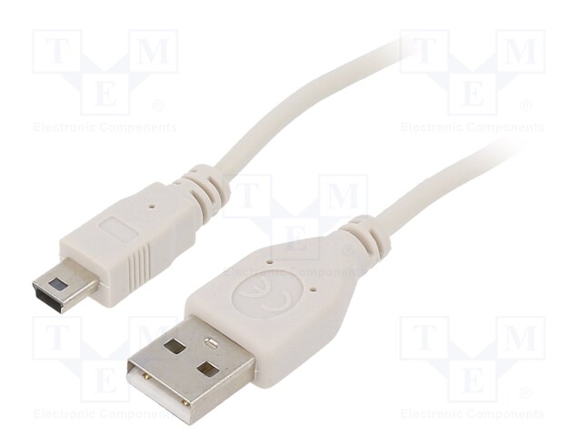 Cable; USB 2.0; USB A plug,USB B mini plug; gold-plated; 1.8m