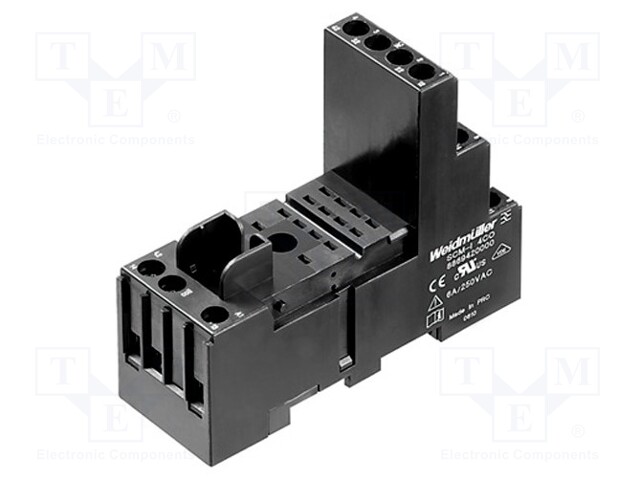 Socket; PIN: 8; 12A; 240VAC; H: 61.5mm; W: 28mm; Mounting: DIN