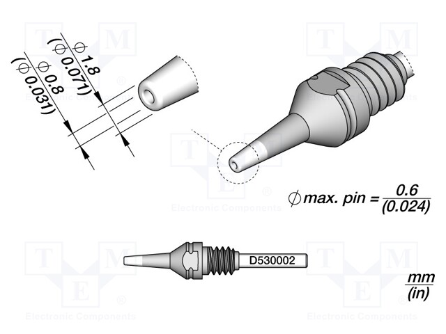 Tip: for desoldering irons; 1.8x0.8mm; JBC-DT530-A