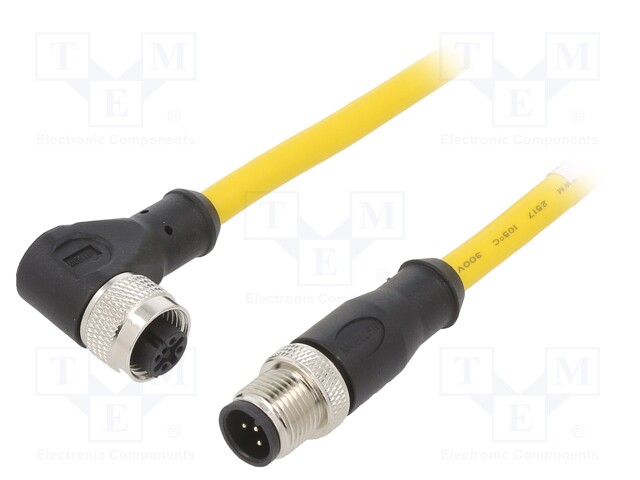 Connection lead; M12; PIN: 5; 10m; plug; 250VAC; 4A; PVC; IP68; 250VDC