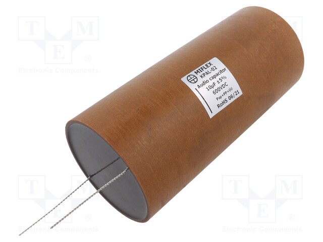 Capacitor: aluminum-polypropylene-paper; 10uF; 600VDC; ±5%; 0.004