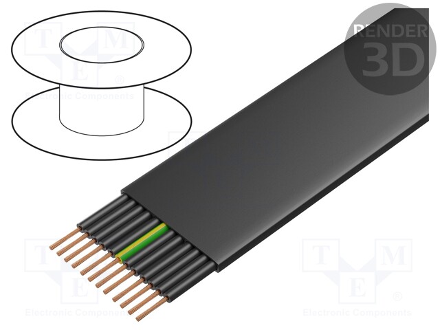 Wire; PVC-Flach; 12G1,5mm2; unshielded; 450/750V; PVC; Cu; stranded