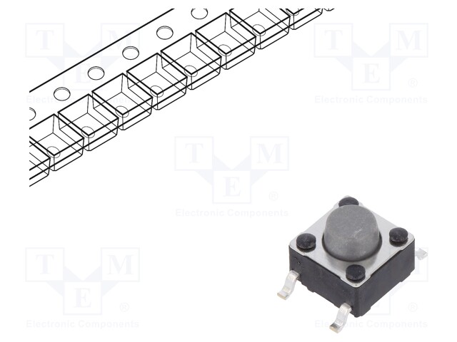 Microswitch TACT; SPST-NO; Pos: 2; 0.05A/12VDC; SMT; none; 2N; 6x6mm