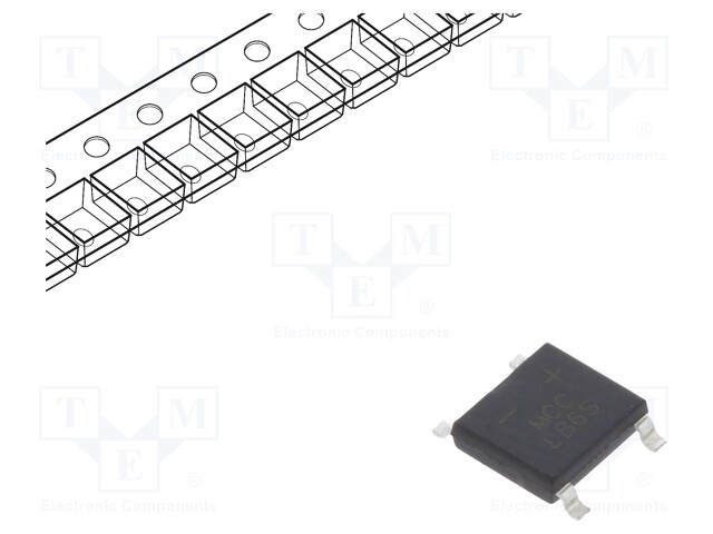 Single-phase bridge rectifier; Urmax: 600V; If: 1A; Ifsm: 30A; LMBS