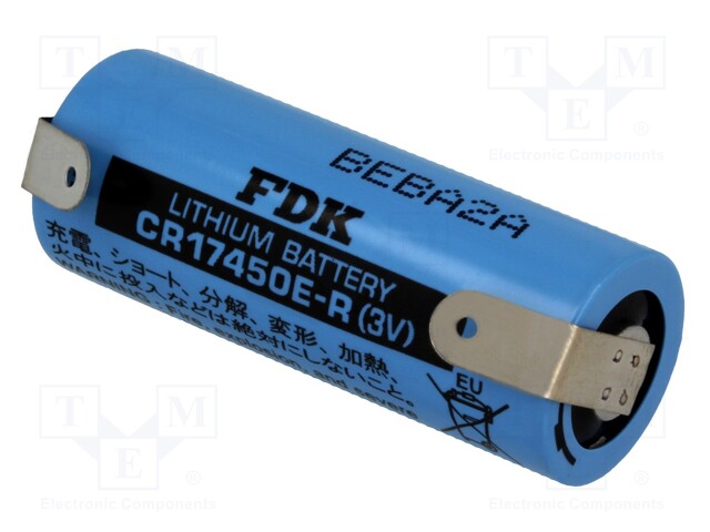 Battery: lithium; 3V; 4/5A,CR8L; soldering lugs; Ø17x45mm; 2400mAh