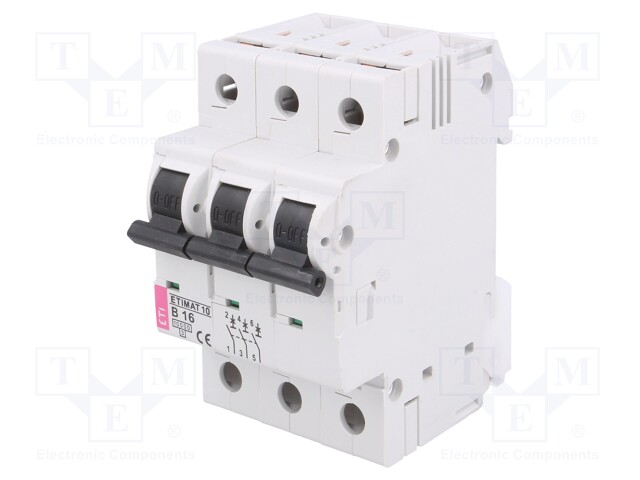 Circuit breaker; 400VAC; Inom: 16A; Poles: 3; DIN; Charact: B; 10kA