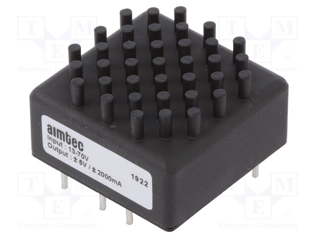 Converter: DC/DC; 20W; Uin: 13÷70V; Uout: 5VDC; Uout2: -5VDC; Iout: 2A