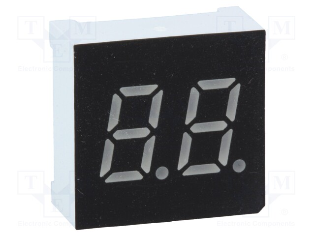 Display: LED; 7-segment; 7.62mm; 0.3"; No.char: 2; green; 140mcd