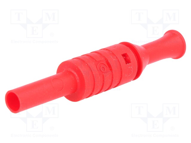 Socket; 4mm banana; 36A; 1kV; red; nickel plated; screw; insulated