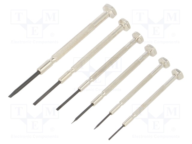 Kit: screwdrivers; Pcs: 6; precision; slot