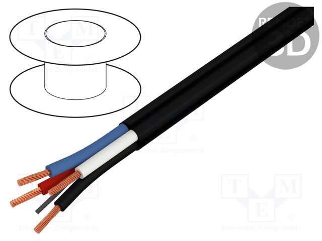 Wire: loudspeaker cable; 4x4mm2; stranded; Cu; black; PUR; -25÷80°C