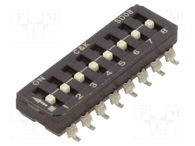 Switch: DIP-SWITCH; Poles number: 8; ON-OFF; 0.1A/50VDC; Pos: 2