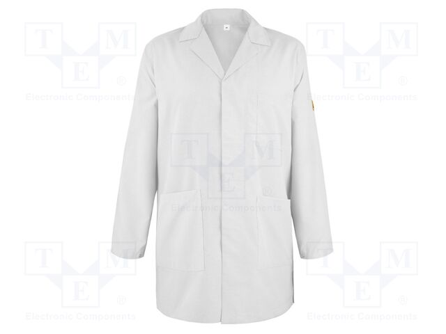 Coat; ESD; XS; cotton,polyester,conductive fibers; white; 115g/m2