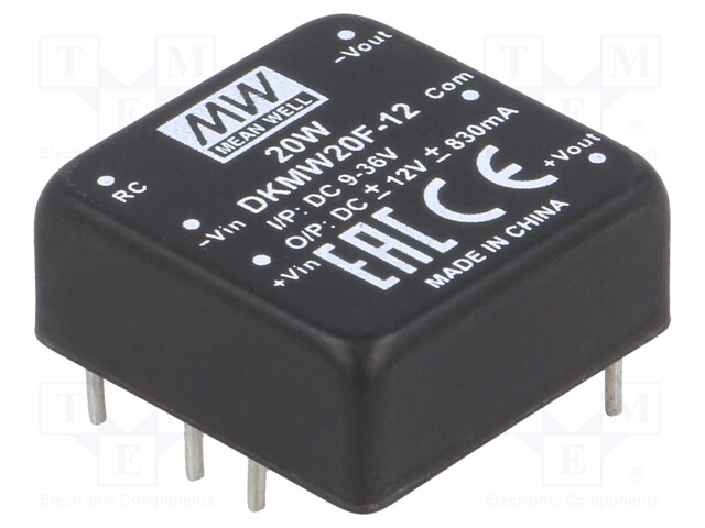 Converter: DC/DC; 20W; Uin: 9÷36V; Uout: 12VDC; Uout2: -12VDC; 18g