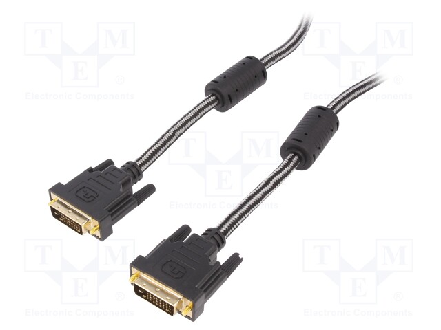 Cable; dual link; DVI-D (24+1) plug,both sides; 2m; black; 30AWG