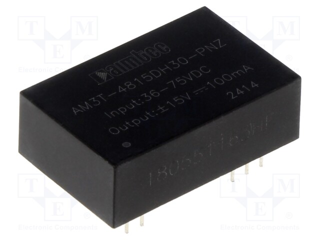 Converter: DC/DC; 3W; Uin: 36÷75V; Uout: -15VDC; Uout2: 15VDC; DIP24