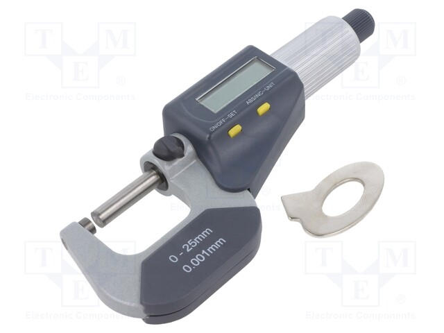 Micrometer; Range: 0÷25mm; with digital readouts,external