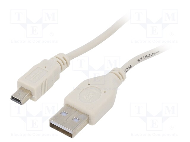 Cable; USB 2.0; USB A plug,USB B mini plug; gold-plated; 0.9m