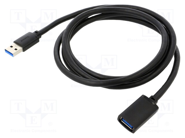 Cable; USB 3.0; USB A socket,USB A plug; 1.5m; black