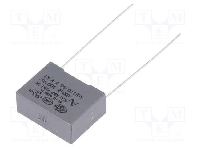 Capacitor: polypropylene; Y2; 33nF; 15mm; ±20%; 18x7.5x13.5mm