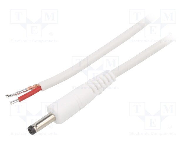 Cable; wires,DC 4,0/1,7 plug; straight; 1mm2; white; 0.5m